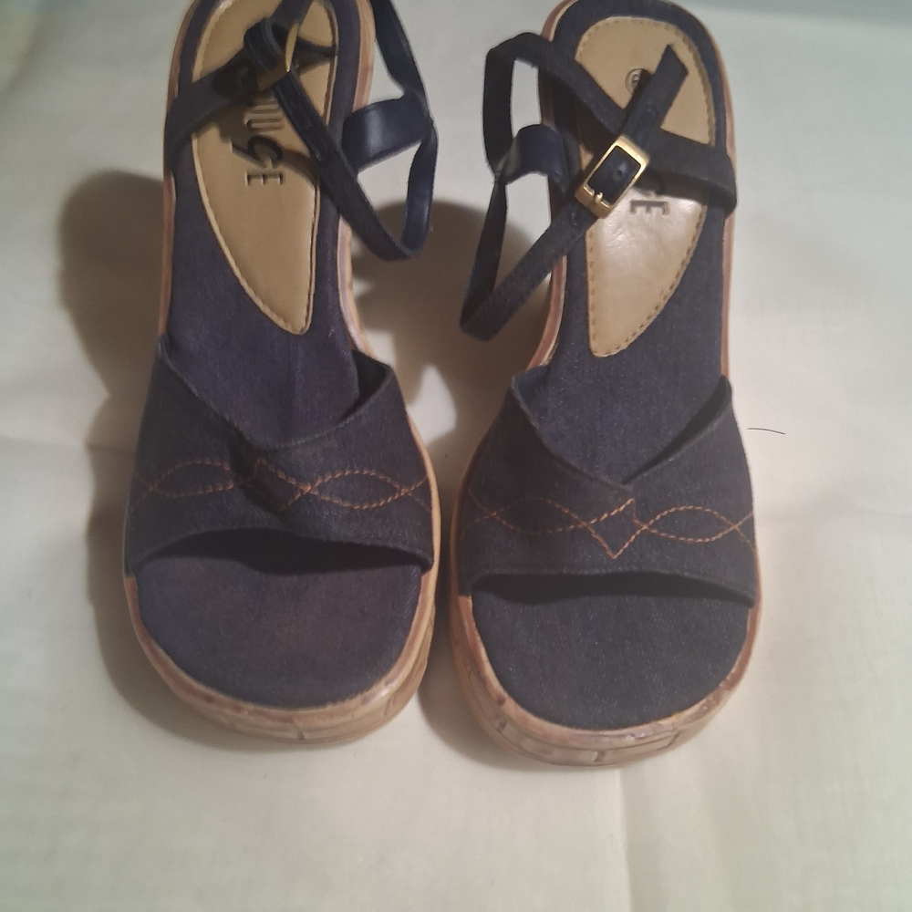 Rouge Helium Denim Blue Wedge Sandals - Picture 2 of 4